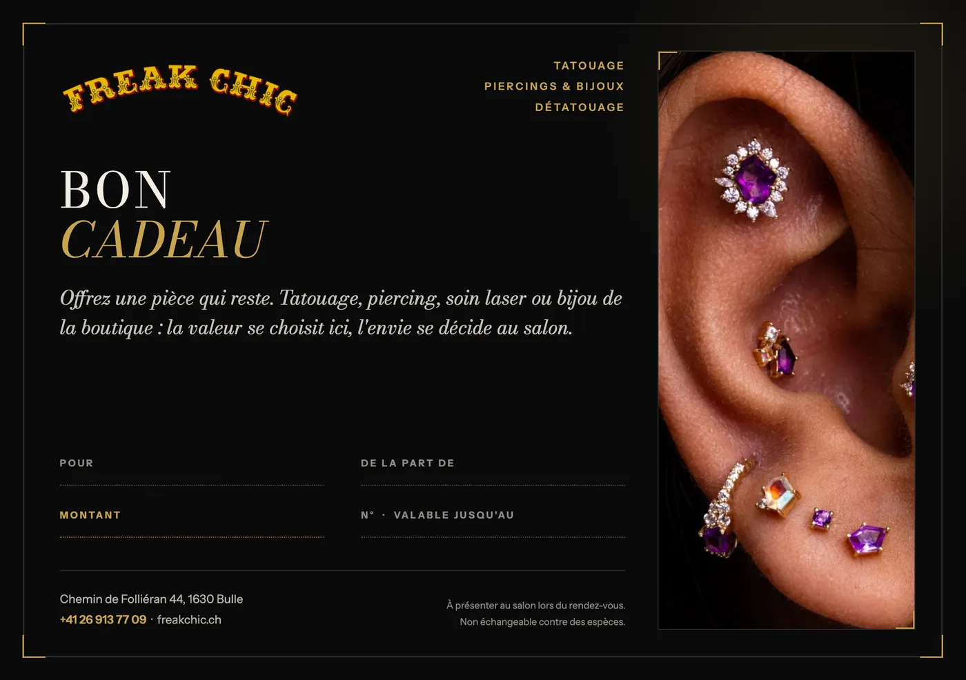 Bon cadeau Freak Chic, à remplir et à offrir