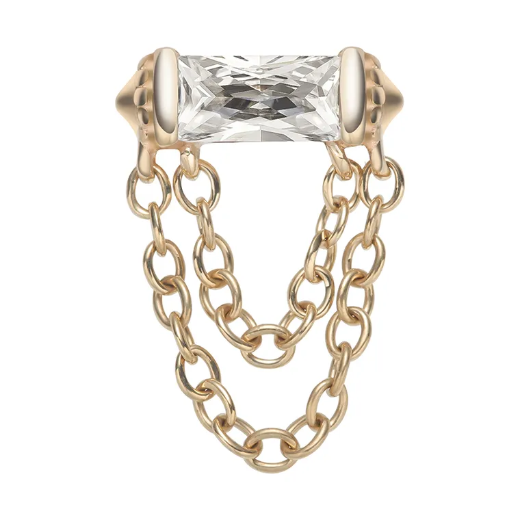 Baguette with Double Chain Dangle Top, Chaîne · double chain dangle top