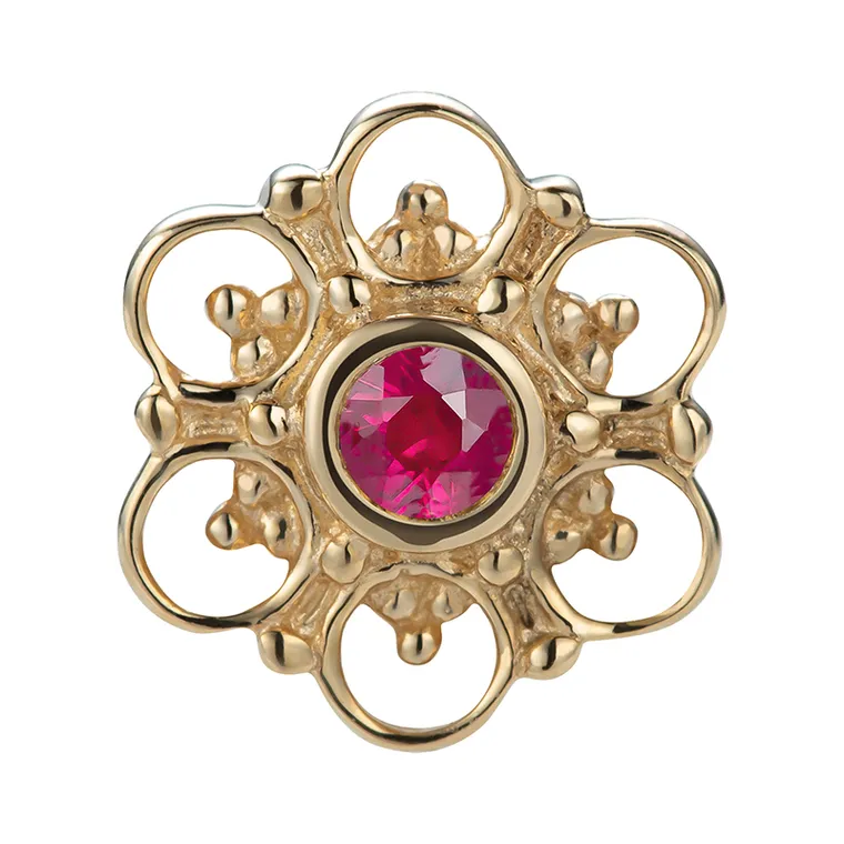 Bezel Center Peony Top with Ruby, Top · rubis