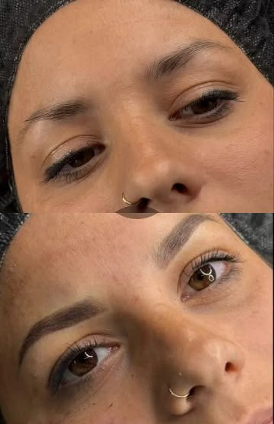 Avant / après — maquillage permanent des sourcils par Épine Noire